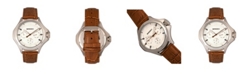 Breed Quartz Tempe Light Brown And Silver Genuine Leather Watches 43mm